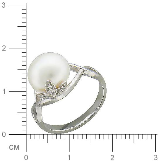 Кольцо с фианитами, жемчугом из серебра (арт. 349359)
