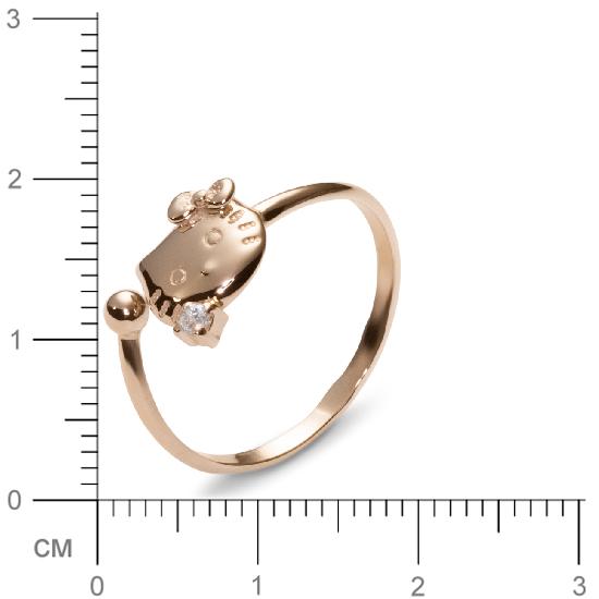 Кольцо Кошка с 1 фианитом из красного золота (арт. 350823)