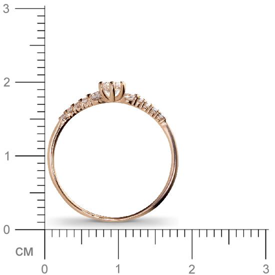 Кольцо с 11 фианитами из красного золота  (арт. 350915)