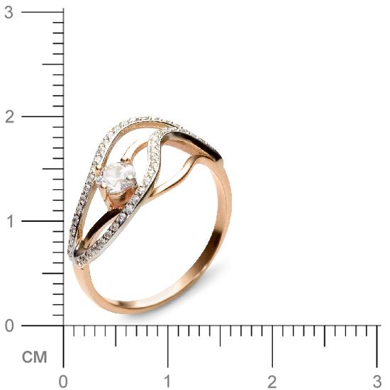 Кольцо с 53 фианитами из комбинированного золота  (арт. 351156)