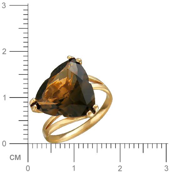Кольцо с 1 раухтопазом из красного золота  (арт. 351215)