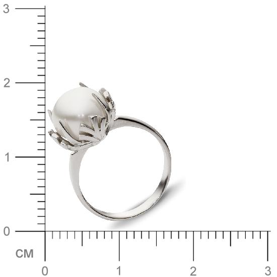 Кольцо с 1 жемчугом из белого золота  (арт. 351284)