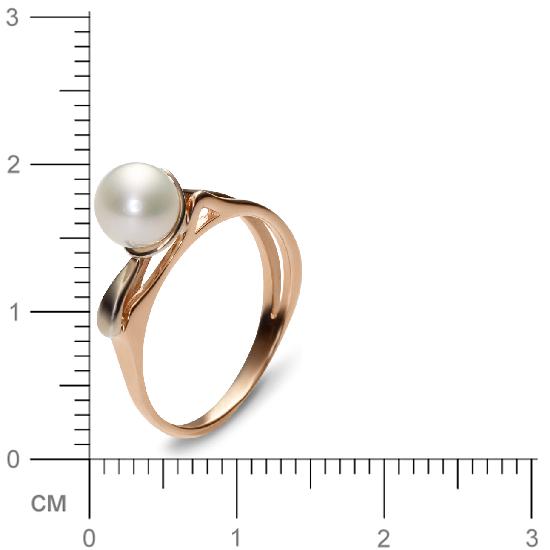 Кольцо с 1 жемчугом из комбинированного золота  (арт. 351305)