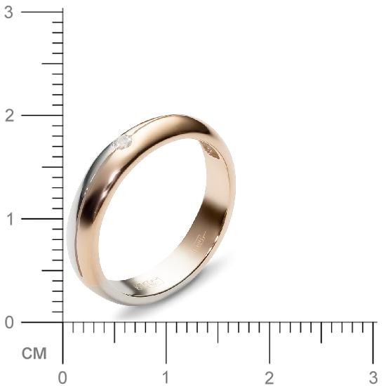 Кольцо с 1 фианитом из комбинированного золота  (арт. 351684)