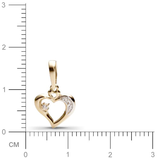 Подвеска Сердце с 4 фианитами из красного золота  (арт. 351996)