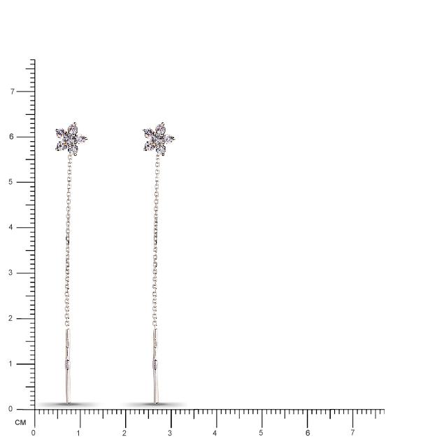 Серьги Звезды с 12 фианитами из белого золота  (арт. 353005)