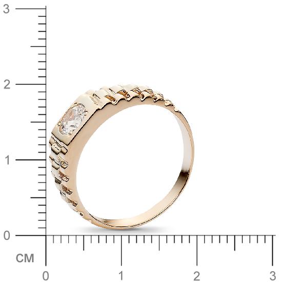 Кольцо Звенья цепи с 1 фианитом из комбинированного золота  (арт. 353412)