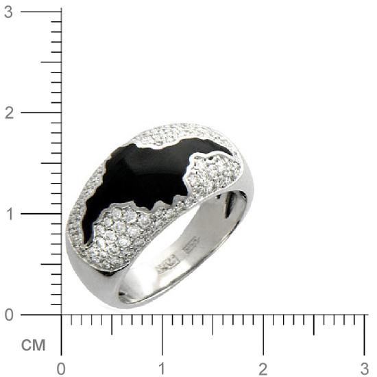 Кольцо с 85 бриллиантами, эмалью из белого золота 750 пробы (арт. 361823)