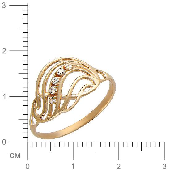 Кольцо с фианитами из красного золота (арт. 366712)