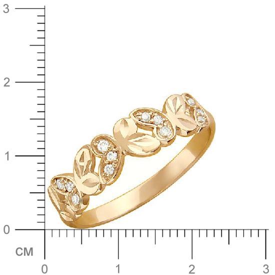 Кольцо Бабочки с фианитами из красного золота (арт. 366755)