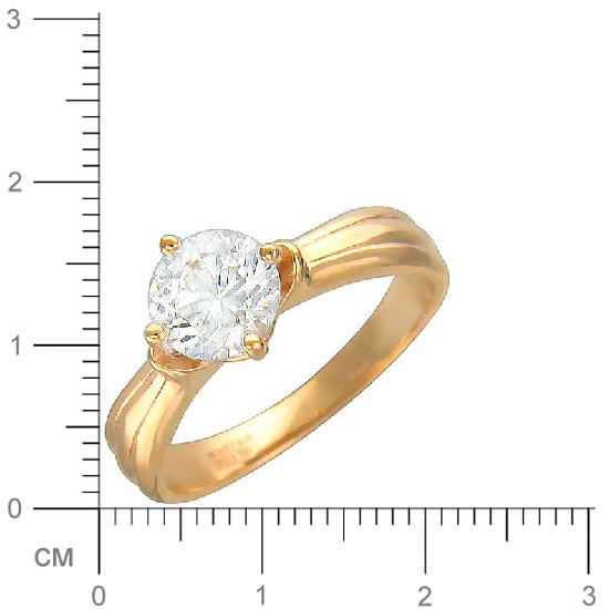 Кольцо с фианитом из красного золота (арт. 366760)