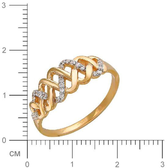 Кольцо Косичка с фианитами из красного золота (арт. 366773)