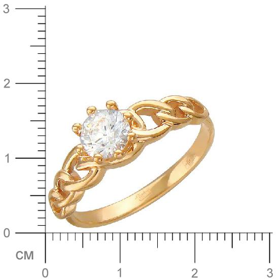 Кольцо с фианитом из красного золота (арт. 366775)