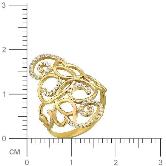 Кольцо с фианитами из желтого золота (арт. 366891)