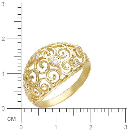 Кольцо с фианитами из желтого золота (арт. 366893)