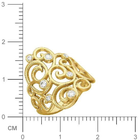 Кольцо с фианитами из желтого золота (арт. 366894)