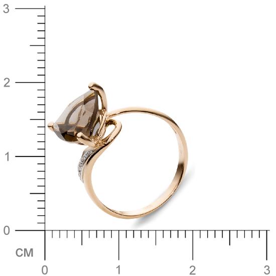 Кольцо с раухтопазом, фианитами из красного золота (арт. 367182)