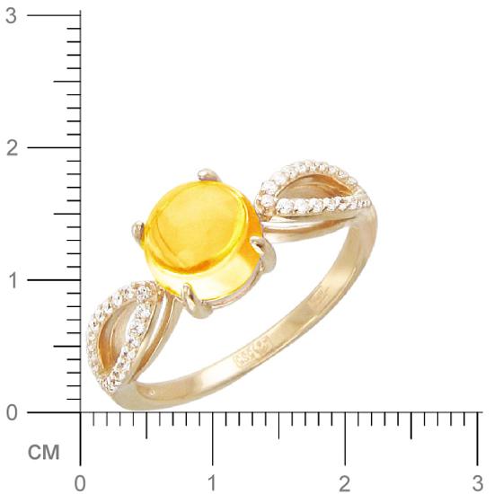 Кольцо с фианитами, цитрином из красного золота (арт. 367225)