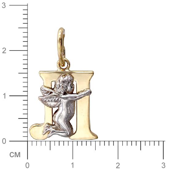 Подвеска Буква "Л" из комбинированного золота (арт. 367843)
