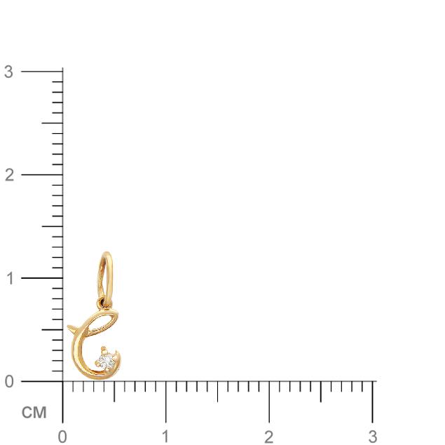 Подвеска Буква "С" с фианитом из красного золота (арт. 367874)