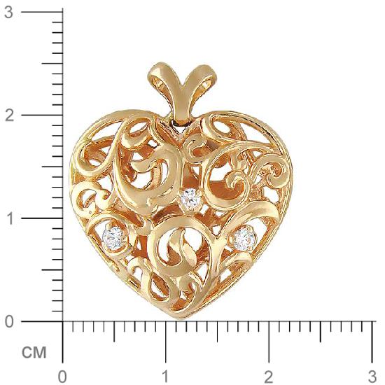 Подвеска Сердце с фианитами из красного золота (арт. 367882)