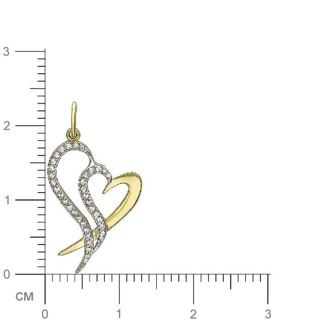 Подвеска Сердечки с фианитами из желтого золота (арт. 367954)