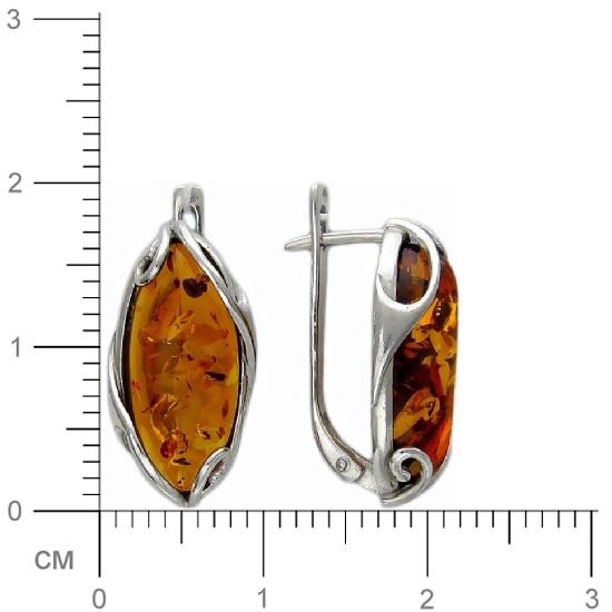 Серьги с янтарем из серебра (арт. 374611)