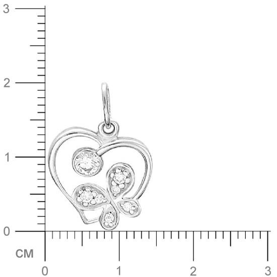 Подвеска Сердце с Бабочкой с фианитами из серебра (арт. 382553)