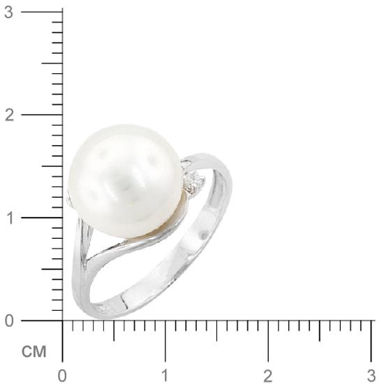 Кольцо с жемчугом, фианитом из серебра (арт. 383034)