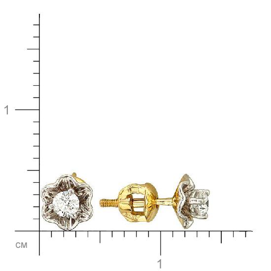 Серьги Цветы с бриллиантами из желтого золота (арт. 392249)