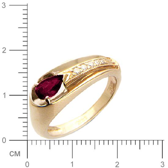Кольцо с бриллиантами, рубином из красного золота (арт. 420902)