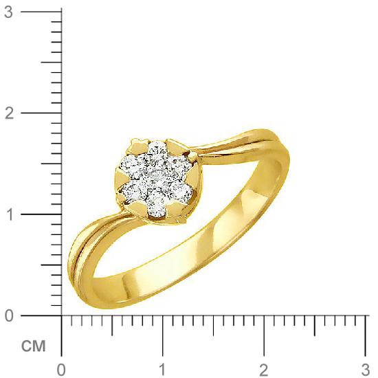 Кольцо с бриллиантами из желтого золота (арт. 421019)