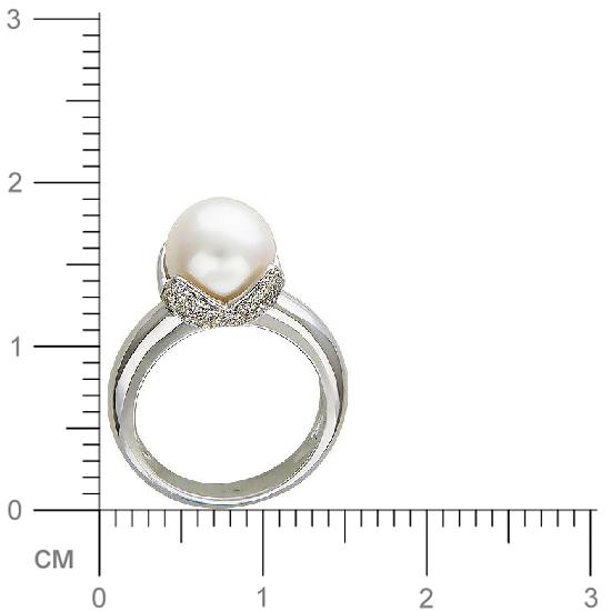 Кольцо с бриллиантами, жемчугом из белого золота 750 пробы (арт. 421140)