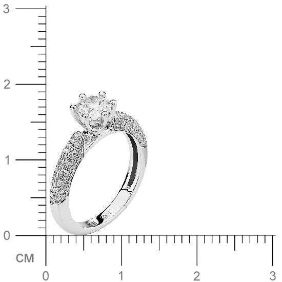 Кольцо с бриллиантом из белого золота 750 пробы (арт. 421171)