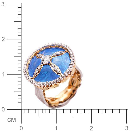 Кольцо с бриллиантом, эмалью из комбинированного золота 750 пробы (арт. 421268)