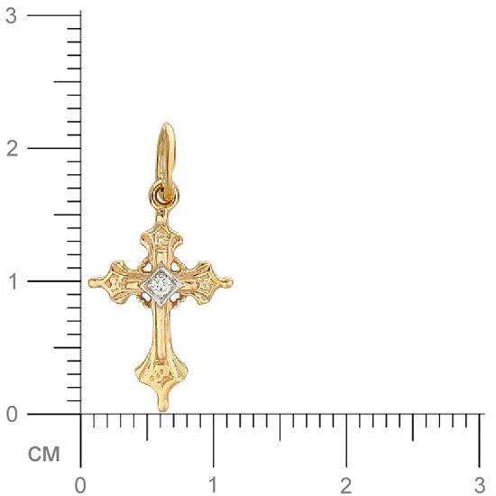 Крестик с бриллиантом из красного золота (арт. 421481)