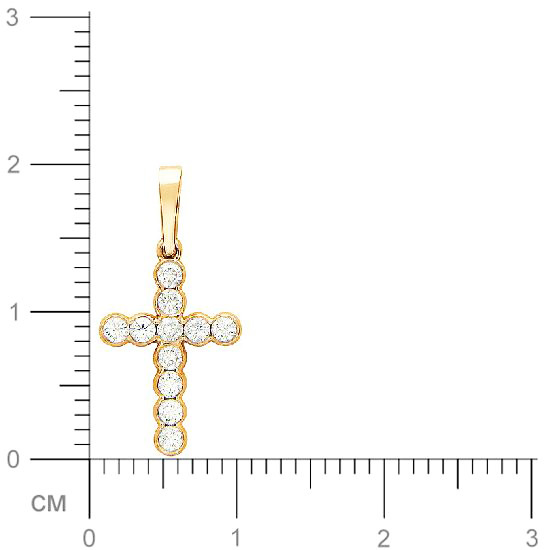 Крестик с бриллиантами из красного золота (арт. 421482)
