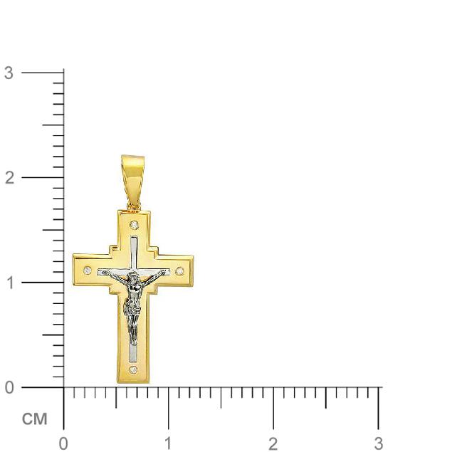 Крестик с бриллиантами из комбинированного золота 750 пробы (арт. 421492)