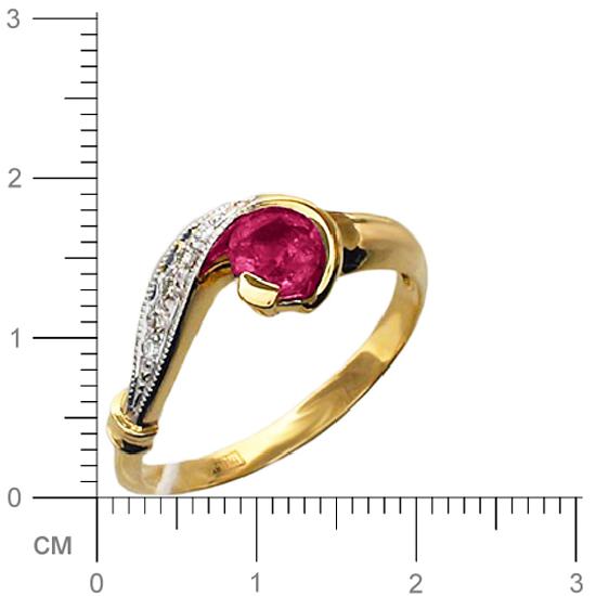 Кольцо с бриллиантами, рубином из красного золота (арт. 421838)