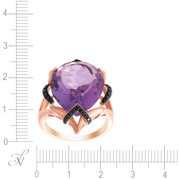 Кольцо с аметистом и бриллиантами из красного золота (арт. 705690)