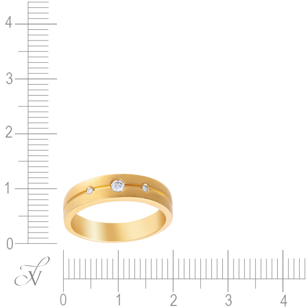 Кольцо с 3 бриллиантами из жёлтого золота (арт. 705819)