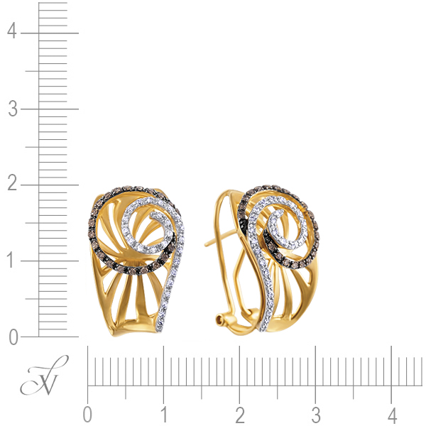 Серьги с бриллиантами из желтого золота (арт. 730140)