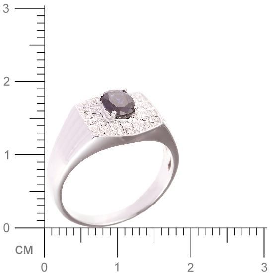Кольцо с бриллиантами, сапфиром из белого золота (арт. 730458)