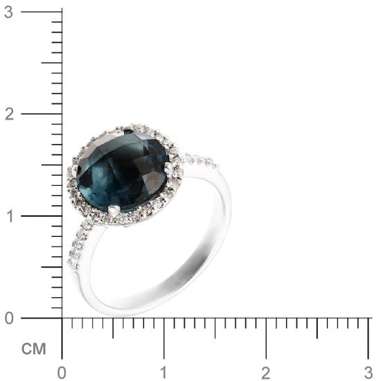 Кольцо с бриллиантами, топазом из белого золота 750 пробы (арт. 730544)
