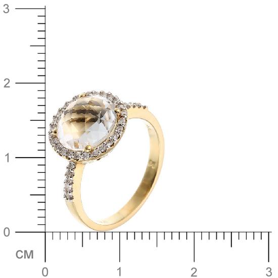 Кольцо с бриллиантами, кварцем из желтого золота 750 пробы (арт. 730554)