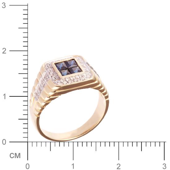 Кольцо с бриллиантами, сапфирами из желтого золота (арт. 730555)