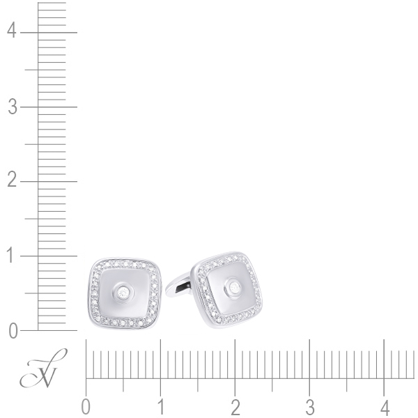 Запонки с бриллиантами из белого золота (арт. 730606)