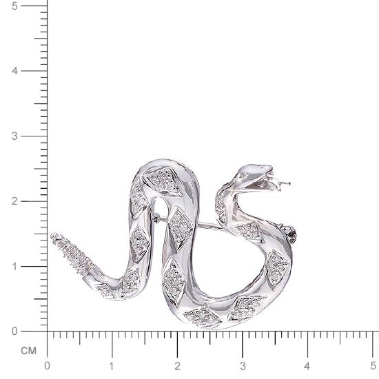 Брошь Змейка с бриллиантами из белого золота (арт. 730675)