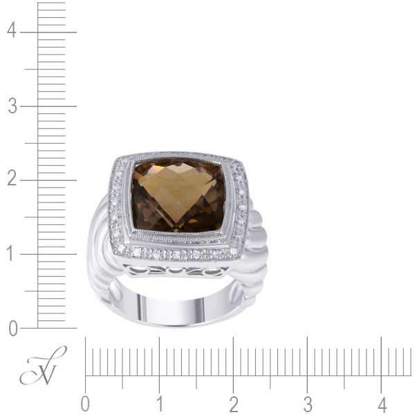Кольцо с бриллиантами, раухтопазом из белого золота (арт. 733450)