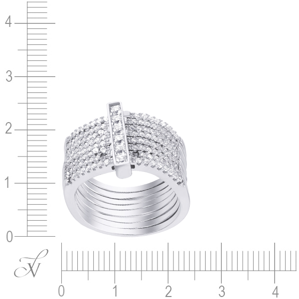 Кольцо с фианитами из серебра (арт. 736650)